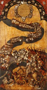 Mexikó hódítása, XVIII. panel, 1696-1715 körül (festés fára)