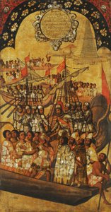 Mexikó hódítása, XXIII. panel, 1696-1715 körül (festés fára)