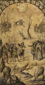 Hernan Cortes par Gonzalez, Miguel és Juan Mexikó meghódítása (aktív 17. század vége). Olaj, fa, méret: 97x53