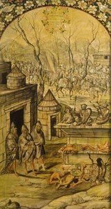 Hernan Cortes par Gonzalez, Miguel és Juan Mexikó meghódítása (aktív 17. század vége). Olaj, fa, méret: 97x53