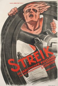 Poszter Szergej Eisenstein „Sztrájk” című némafilmjéhez alkotó: Mihaly Biro