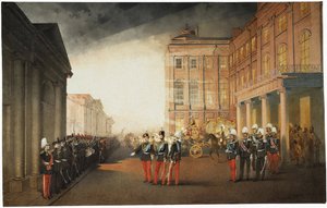 Felvonulás az Anicskov-palota előtt 1870. február 26-án