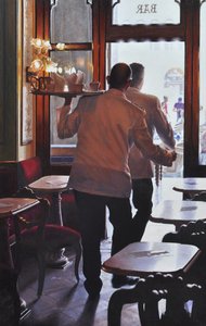 Dancing Waiters, 2019 (olaj, vászon) alkotó: Mike Briscoe