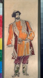Felkészítő férfi jelmez Miklós (Nikolaj) Rimszkij Korszakov (Rimszkij-Korszakov) "A cár menyasszonya" című operájához (1844-1908) (N. Rimszkij Korszakov (Rimszkij) A cár menyasszonya című operájának jelmezterve ). -Korszakov) - Mihail Sándor munkája alkotó: Mikhail Aleksandrovich Vrubel