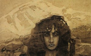 Head of a Demon, 1890 (wc on carboard)