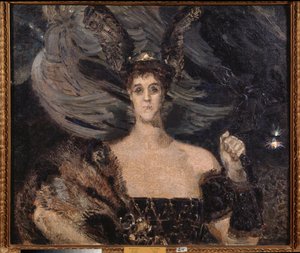 A valkűr, Maria Tenisheva művész és mecénás grófnő portréja (A Valkűr, Maria Tenisheva művész és mecénás grófnő portréja) - Mihail Alekszandrovics Vrubel (Vrubel) festménye (1856-1910), olaj, szövet alkotó: Mikhail Aleksandrovich Vrubel