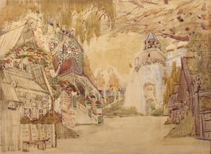 Színpadterve N. Rimszkij-Korszakov A cárok menyasszonya című operájához, 1899 alkotó: Mikhail Aleksandrovich Vrubel
