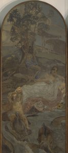 Vénusz, Ámor és Párizsi Triptichon Párizs ítélete, központi rész, 1893 alkotó: Mikhail Aleksandrovich Vrubel