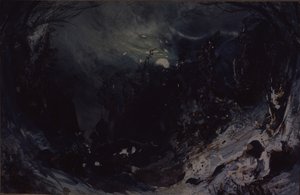 Színpadterv A. Szerov A gonosz hatalma című operájához, 1871 alkotó: Mikhail Ilyich Bocharov