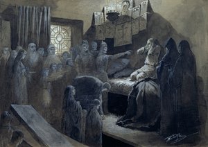 IV. Iván (1530-84) A szörnyű, akit meglátogattak az általa meggyilkoltak szellemei (toll és tinta testszínnel a papíron)