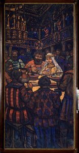 Vlagyimir I. Szvjatoszlavics nagyherceg esküvője (Nagy vagy Vörös Nap, 958-1015) (Vlagyimir I. Szvjatoszlavics nagyherceg esküvője) Esküvői bankettjelenet - Mihail Nyikolajevics Jakovlev (1880-1942) festménye, olajfestmény vászon, 1920 körül