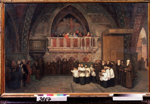 ""Vesperák az Assisi Szent Ferenc-templomban, Olaszország"" Mihail Petrovics Botkin (1839-1914) festménye 1871 Állami Tretyakov Galéria, Moszkva alkotó: Mikhail Petrovich Botkin
