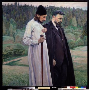 A filozófusok. Szergej Boulgakov (1871-1944) és Pavel (Paul) Florensky (1882-1943). (A filozófusok. Szergej Bulgakov és Pavel Florenszkij). Mihail Vasziljevics Neszterov (1862-1942) festménye, olaj, vászon