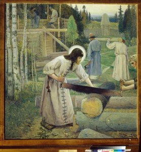 Serge de Radonege (1313-1392) - Szent Szergiusz munkái (Triptichon, középső rész) - Mihail Vasziljevics Neszterov (1862-1942) peinture (szimbolika) Állami Tretyakov Galéria, Moszkva alkotó: Mikhail Vasilievich Nesterov