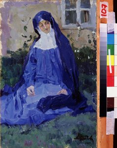 Egy apáca (A Nun). Mihail Vasziljevics Neszterov (1862-1942) munkája, olaj, karton alkotó: Mikhail Vasilievich Nesterov