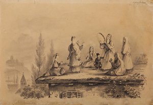 Grúz nők a tetőn Lezghinka, 1837