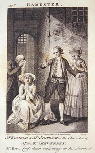 Mr Kemble és Mrs Siddons a Mr és Mrs Beverley karakterében, Edward Moore „The Gamemester” című művének előlapja, Cook metszete alkotó: Miller (after)