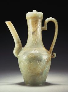 Egy késői Ming celadon jade kancsó és fedő (jade) alkotó: Ming Dynasty Chinese School