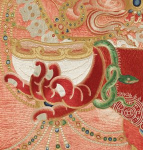 Részlet a császári hímzett selyem thangkából alkotó: Ming Dynasty Chinese School