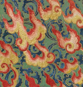 Részlet a császári hímzett selyem thangkából alkotó: Ming Dynasty Chinese School