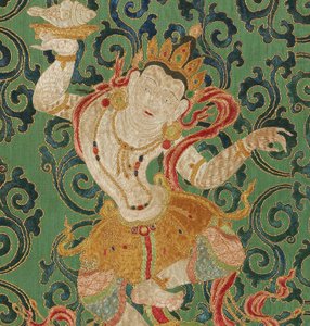 Részlet a császári hímzett selyem thangkából alkotó: Ming Dynasty Chinese School