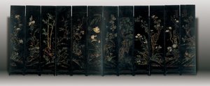 Tizenkét paneles coromandel képernyő, Weiping alkotó: Ming Dynasty Chinese School