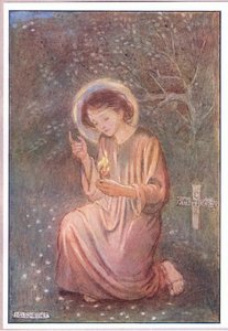Letérdelt a harmatos fűre (színes litho) alkotó: Minnie Didbin Spooner