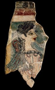 La Parisienne: freskótöredék, amely egy profil előfeszítést ábrázol. Cnossosból (knossos). Minószi művészet, ie 1500-1450 körül. Heraklion Régészeti Múzeum. Kréta, Görögország. - La Parisienne (más néven a minószi hölgy): egy papot ábrázoló freskótöredék