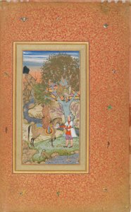 Lovas herceg bort kínál egy ifjúnak, 1600 körül (akvarell, tus, arany, papír) alkotó: Mir Ali Al Husayni