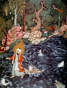 Illés próféta, aki megmenti Noor Ad-Dahr herceget, 1562–1577. alkotó: Mir Sayyid Ali