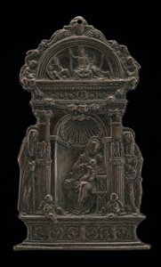 Madonna és a Szent Antal apáttal és Szent Jeromossal trónoló gyermek, 1490. alkotó: Moderno