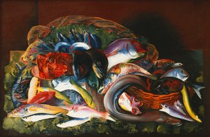 Nagy csendélet halakkal; Grande Nature Morte aux Poissons alkotó: Moise Kisling