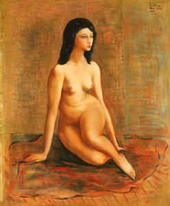 Ülő akt; Nu Assis alkotó: Moise Kisling