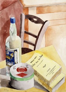 Csendélet palackokkal és könyvekkel; Nature Morte a la Bouteilles aux Livres alkotó: Moise Kisling