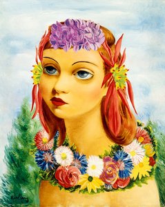 Nő virágokkal alkotó: Moise Kisling