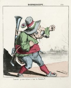 Repülő levél, 5. szám, Színes szatirikus, 1870 körül: Badingoszkóp – Párizs kommün/háború/ostrom, Hunt, köztársasági elnök – III. Napóleon – Illusztráció: Moloch (1849-1909) alkotó: Moloch