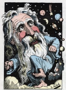 Isten allegóriája a „The Trombinoscope”-ban, Touchatout, B. Moloch rajzfilmje 1882-ből (1849-1909). Magángyűjtemény.