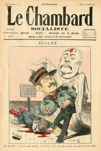 A „Le Chambard Socialiste” címlapja, színekben szatirikus alkotó: Moloch