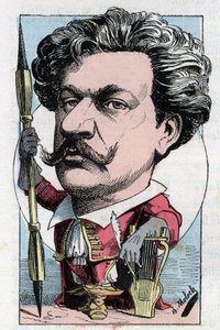 Louis Alexandre Gosset de Guines Andre Gill (1840 - 1885) francia költő, festő portréja Touchatout „Le Trombinoscope” című filmjében, B. Moloch 1882-es rajzfilmjében (1849-1909). Magángyűjtemény. alkotó: Moloch