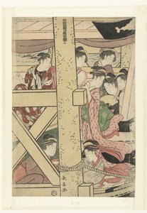 Élvezd az esti hűvösséget egy hajón a Ryogokuban Ryogokubashi suzumibune no zu (cím a tárgyon) alkotó: Momokawa Chôki