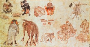 Mongol nomád tábor (pergamen)