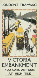 „Victoria Embankment”, London Megyei Tanács LCC Tramways plakátja, 1926 alkotó: Monica Rawlins