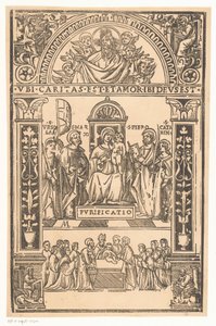 Mária gyermekével és szentekkel Szent beszélgetés Sacra Conversazione alkotó: Monogrammist AM (prentmaker 16e eeuw)