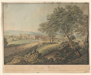 Kilátás Wiesbadenre Vue de Wiesbaden (cím a tárgyon) alkotó: Monogrammist DS (graveur)