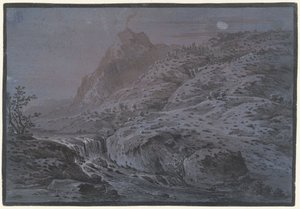 Vulkán táj holdfényben alkotó: Monogrammist IAR of IAP