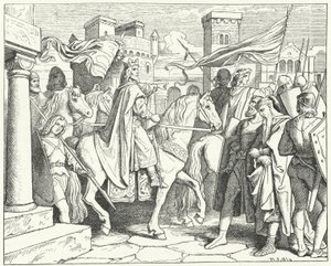 Nagy Károly belép Paviába, 774 (metszet) alkotó: Moritz Ludwig von Schwind