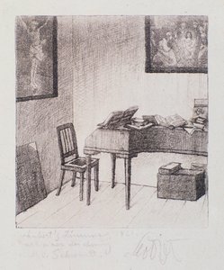 Kilátás Franz Schubert szobájára (nigrázva) alkotó: Moritz Ludwig von Schwind