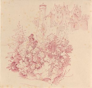 Erődített kastély egy magas sziklán alkotó: Moritz Ludwig von Schwind