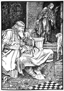 Kanute király és Ulf gróf veszekednek a sakk miatt, Roskilde, Dánia, 1026 1913.