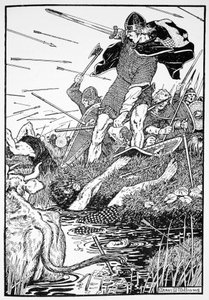 "King Magnus in the marsh at Downpatrick", Írország, 1103 1913